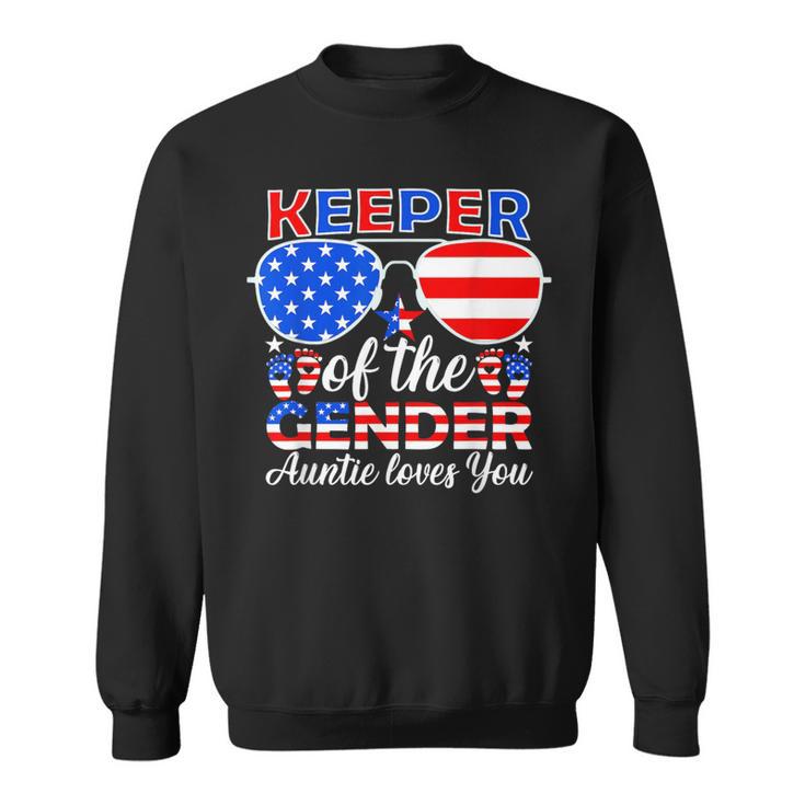 Keeper Of The Gender Auntie Loves You 4Th Of July Sweatshirt