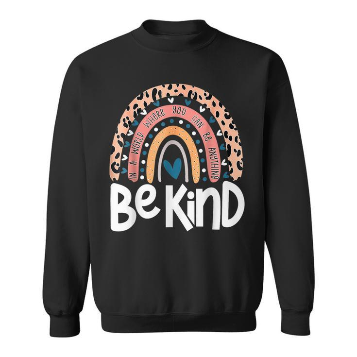 Be Kind Anti Bullying Orange Unity Day Leopard Raibow Sweatshirt