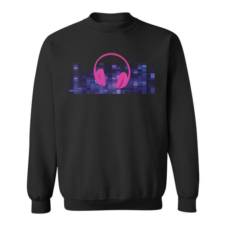 Led Flashing Audio Control Night Club Pink Headphones Sweatshirt