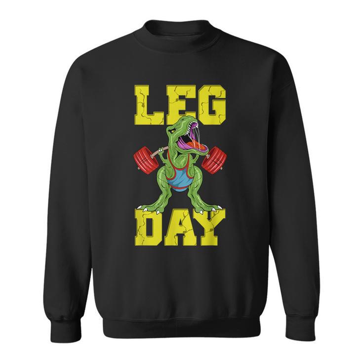 Leg Day Dinosaur Weight Lifter Barbell Training Squat Sweatshirt