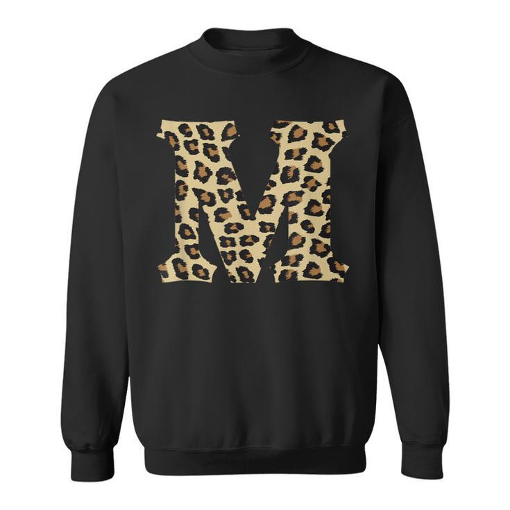 Leopard Cheetah Print Letter M Initial Rustic Monogram Sweatshirt