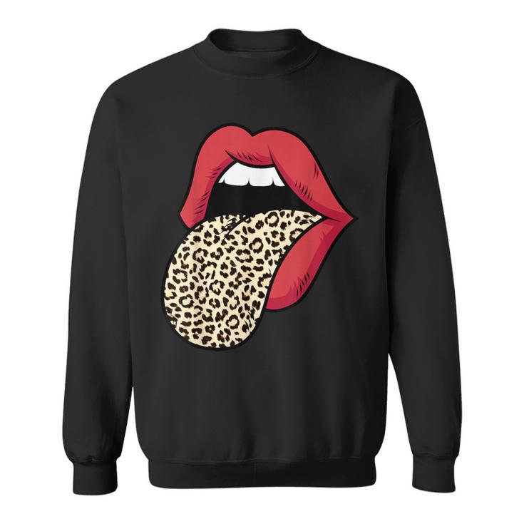 Leopard Print Red Lips Sexy Cheetah Leopard Print Red Lips Sweatshirt