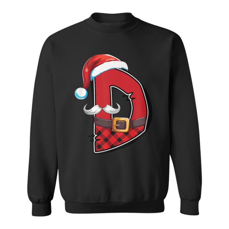 Letter D Initial Name Plaid Santa Hat Christmas Sweatshirt
