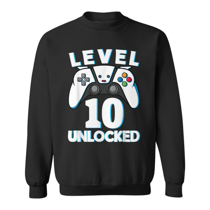 Level 10 Unlocked 10Th Birthday Gaming Gamer Boys Sweatshirt