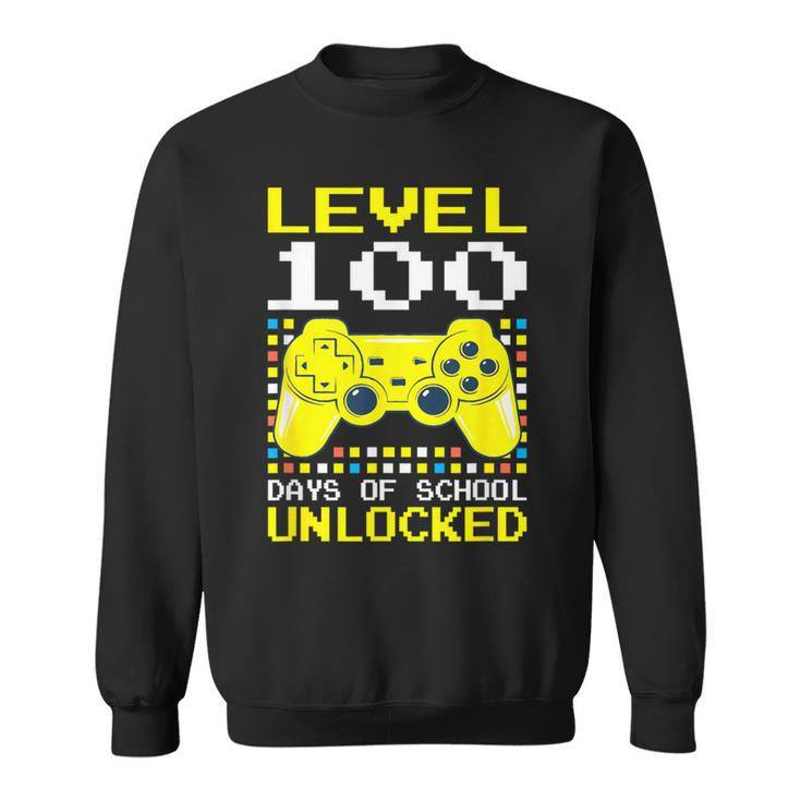 Level 100 Days Of School Unlocked Gamer Video Games Boy Girl Sweatshirt