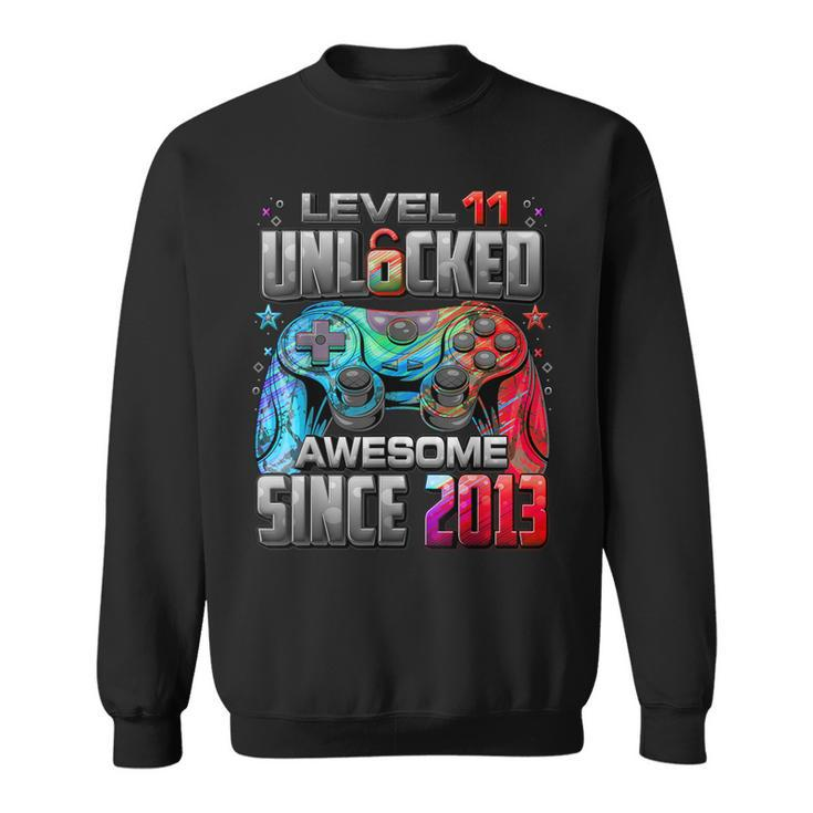 Level 11 Unlocked Awesome Since 2013 11Th Birthday Gaming Sweatshirt