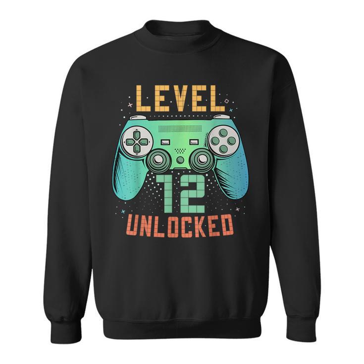 Level 12 Unlocked 12Th Birthday Gamer 12 Year Old Boys Sweatshirt