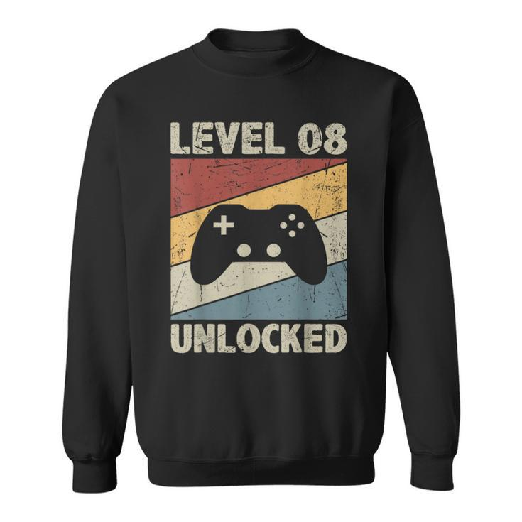 Level 8 Unlocked Video Gamer 8Th Birthday Vintage Sweatshirt