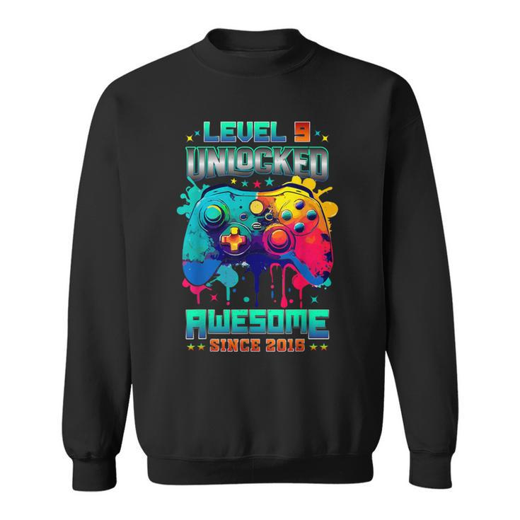 Level 9 Unlocked Gamer 9Th Birthday Awesome Since 2015 Sweatshirt