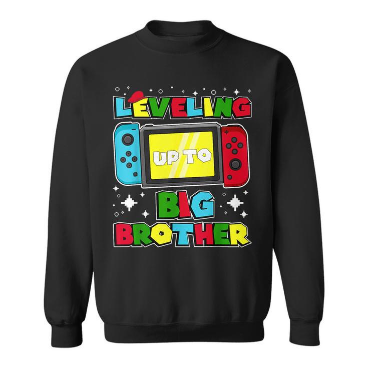 Leveling Up To Big Brother 2024 Gaming Boys Toddler Big Bro Sweatshirt