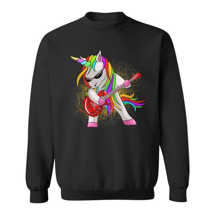 Sweatshirt Licorne De Noël Jouant De La Guitare - Motif Humoristique Festif - 241 G, Coupe Classique