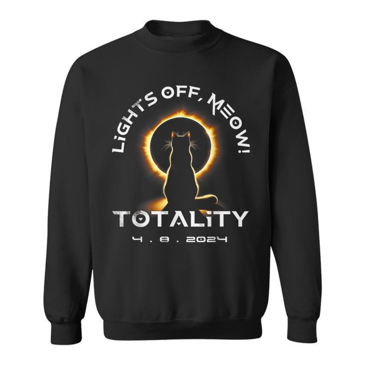 Lights Off Meow Cat Totality Total Solar Eclipse 2024 Sweatshirt