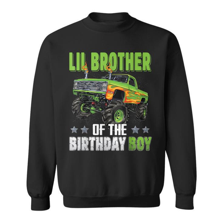 Lil Brother Of Birthday Boy Monster Truck Family Matching Sweatshirt