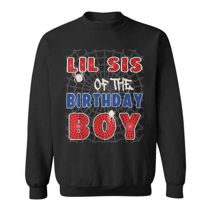 Lil Sis Of The Birthday Boy Costume Spider Web Birthday Sweatshirt