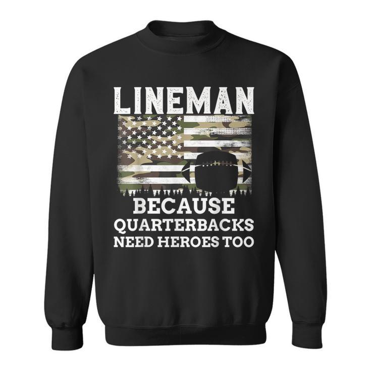 Lineman Football Patriotic American Flag Camouflage Sweatshirt