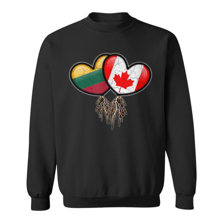 Lithuanian Canadian Flags Inside Hearts With Roots Sweatshirt