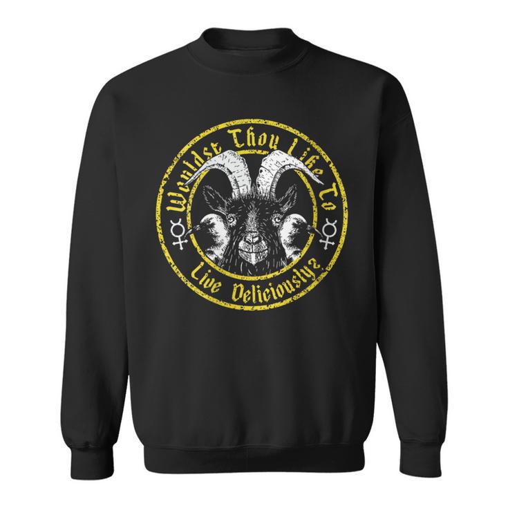 Live Deliciously Vintage Cartoon Goat Black Phillip Sweatshirt