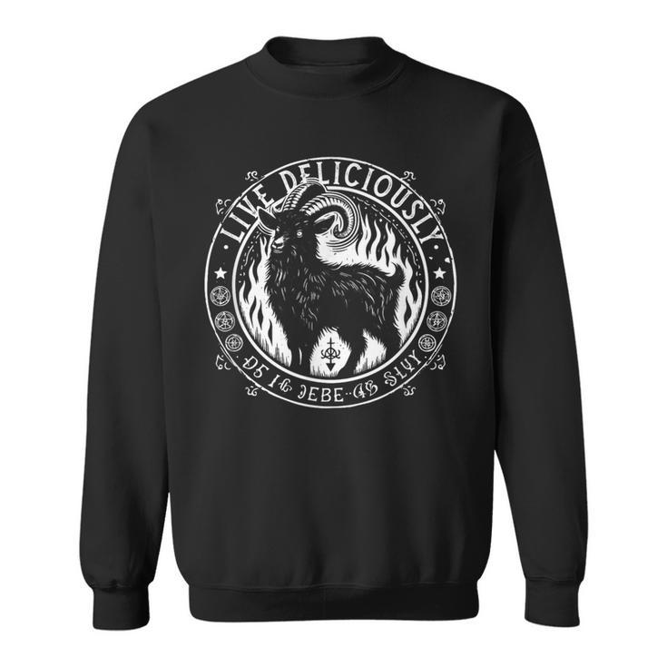 Live Deliciously Vintage Occult Goat Witch Sweatshirt