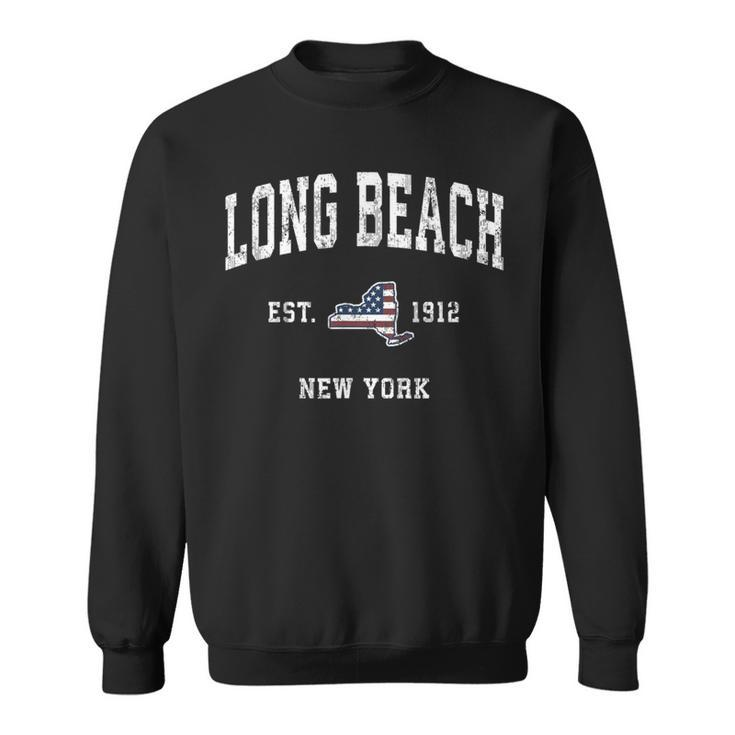 Long Beach New York Ny Vintage American Flag Sports Sweatshirt