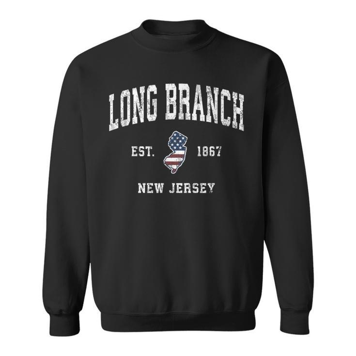 Long Branch New Jersey Nj Vintage American Flag Sports Desig Sweatshirt