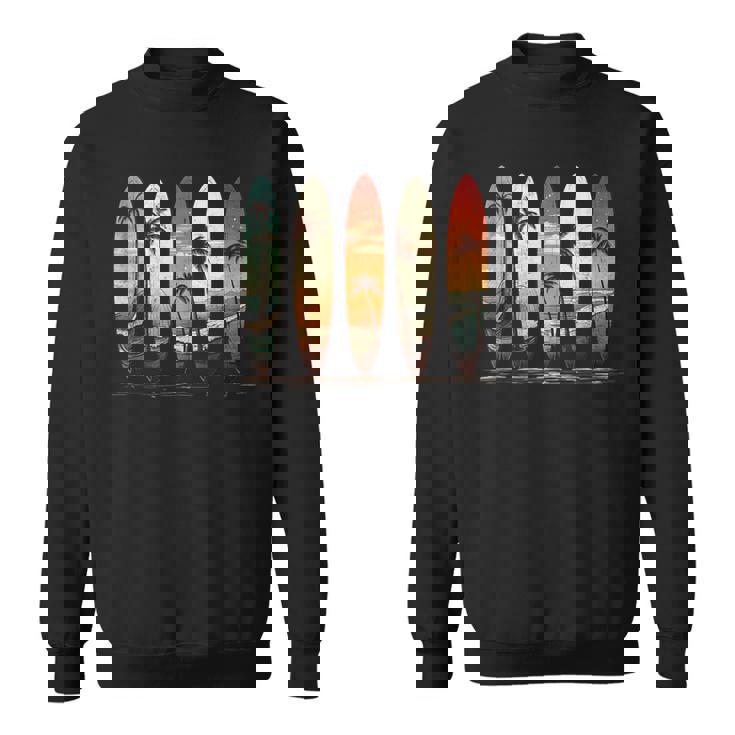 Longboard Surfboards Retro Vintage Style Palms Beach Surfing Sweatshirt