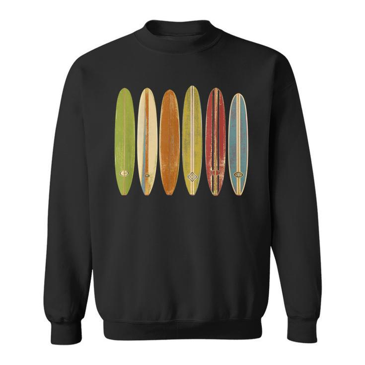 Longboard Surfboards Vintage Retro Style Surfing Sweatshirt