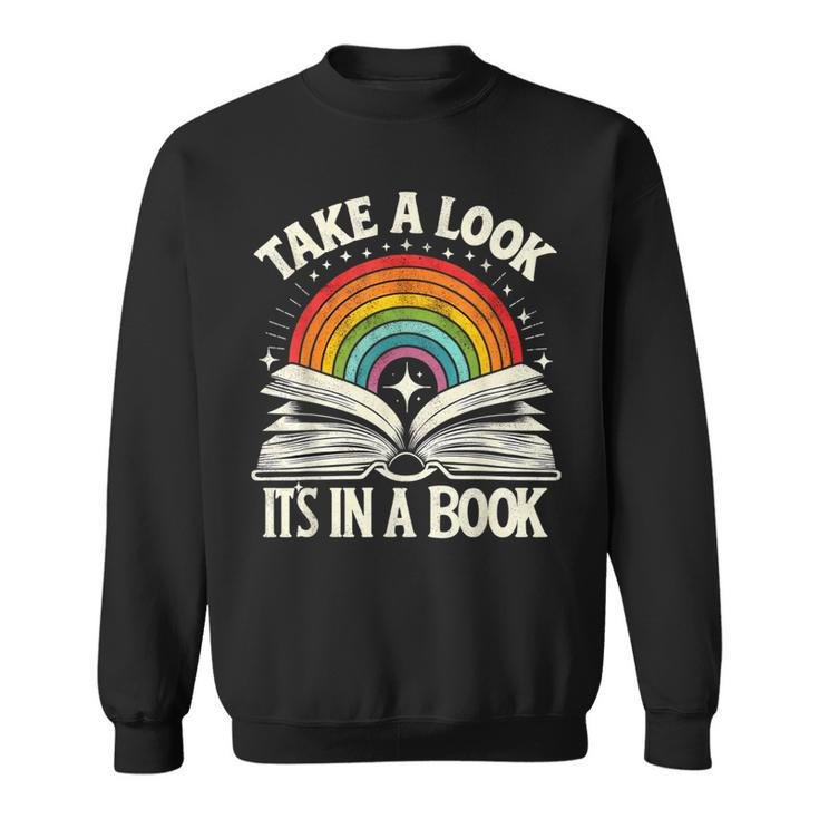 Take A Look A Book Vintage Reading Librarian Rainbow Sweatshirt