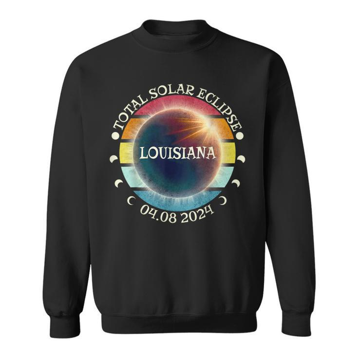 Louisiana Total Solar Eclipse April 8Th 2024 Retro Vintage Sweatshirt