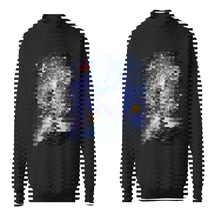 Loup De L'espace Cosmique Famille Des Loups Hurlant Constellation Sweater e
