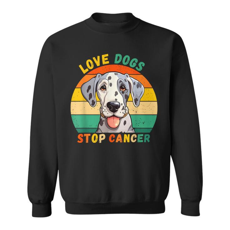 Love Dogs Stop Cancer Vintage Dog Dalmatien Cancer Awareness Sweatshirt