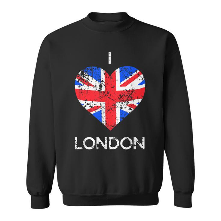 I Love London Distressed Union Jack Heart Sweatshirt