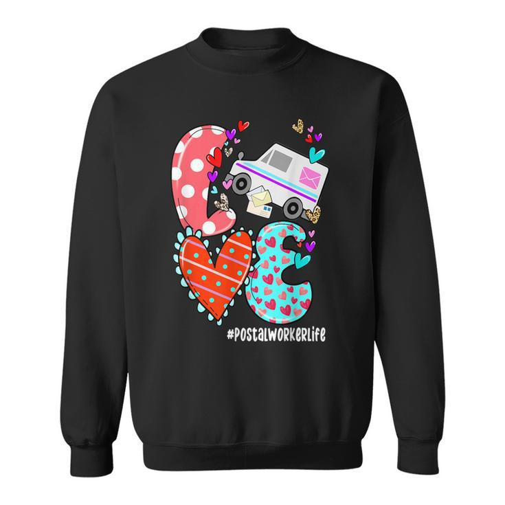 Love Postal Worker Life Leopard Heart Valentine's Day Sweatshirt
