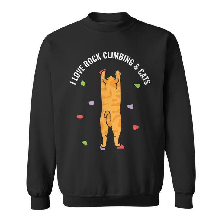 I Love Rock Climbing & Cats Cute Orange Kitty Feline Sweatshirt