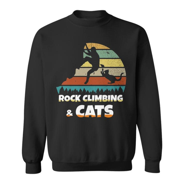 I Love Rock Climbing & Cats Mountain Climber Cat Lover Sweatshirt