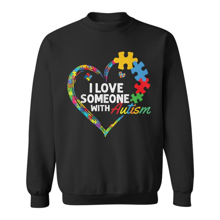 I Love Someone With Autism Heart Puzzle Sweatshirt