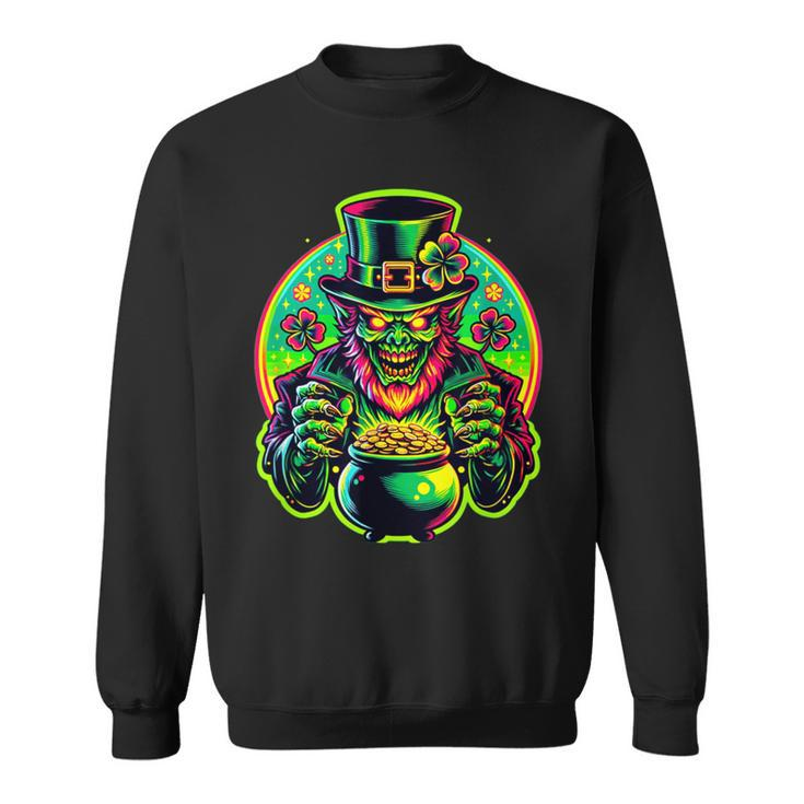 Lurking Leprechaun Lore St Patrick's Day Horror Sweatshirt