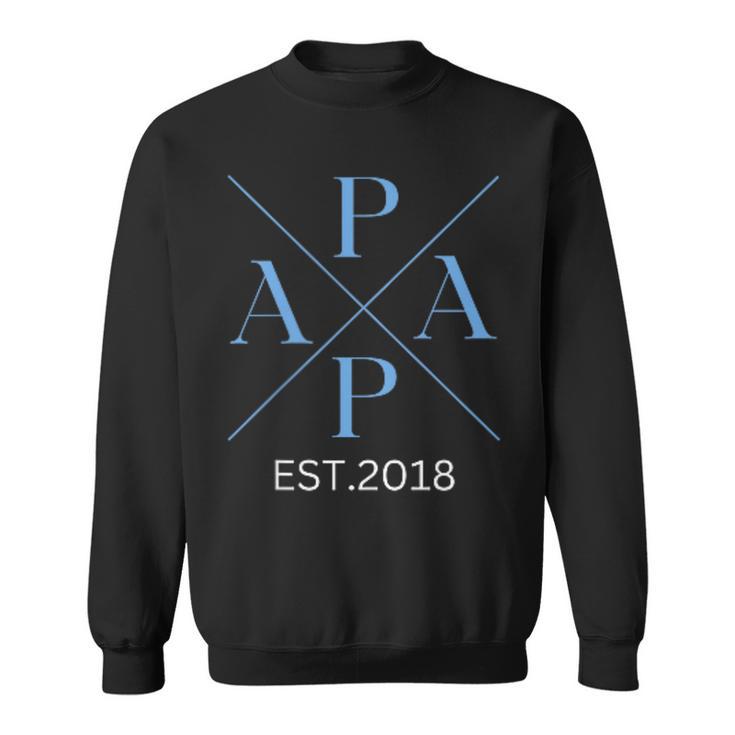 Lustiger Papa Est 2018 Papa Seit 2018 Papa Geburtsjahr 2018 Sweatshirt