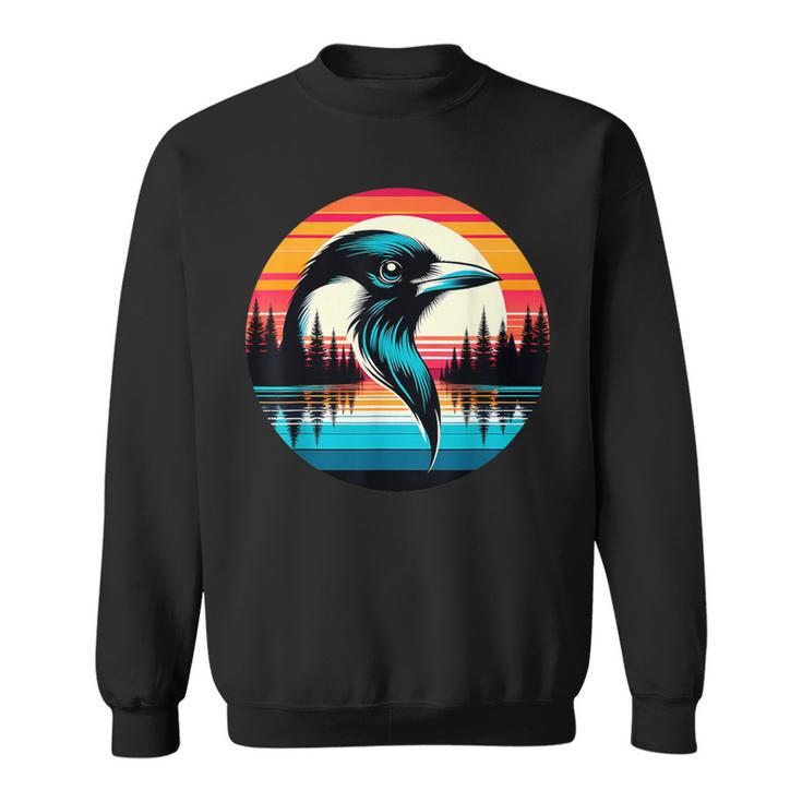 Magpie Bird Sunset Retro Style Safari Vintage 70S Sweatshirt