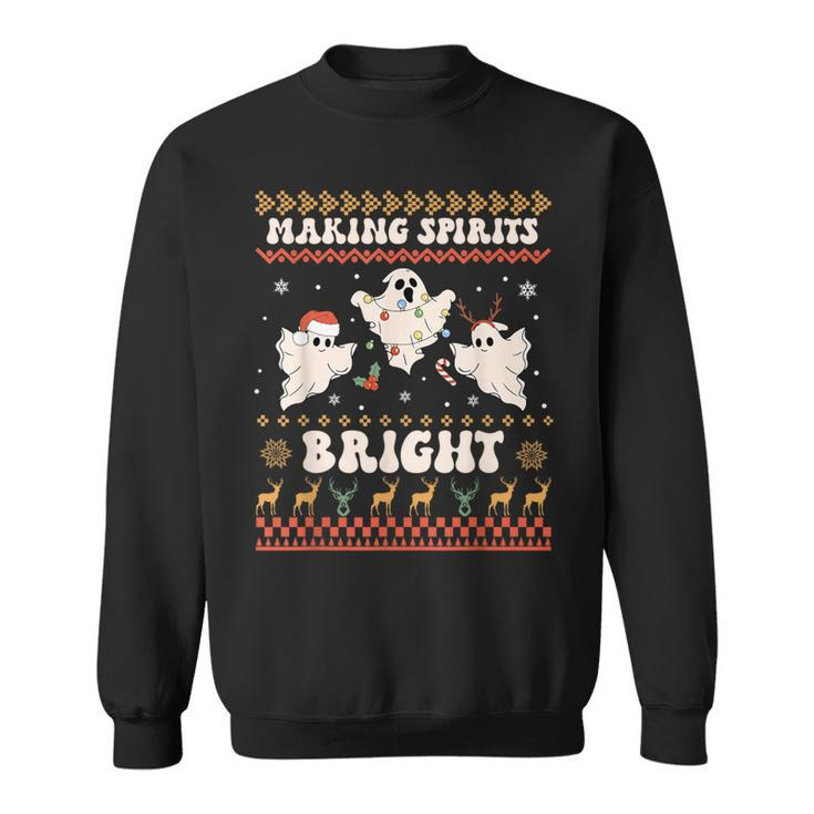 Making Spirits Bight Spooky Boo Ghost Gothic Ugly Christmas Sweatshirt