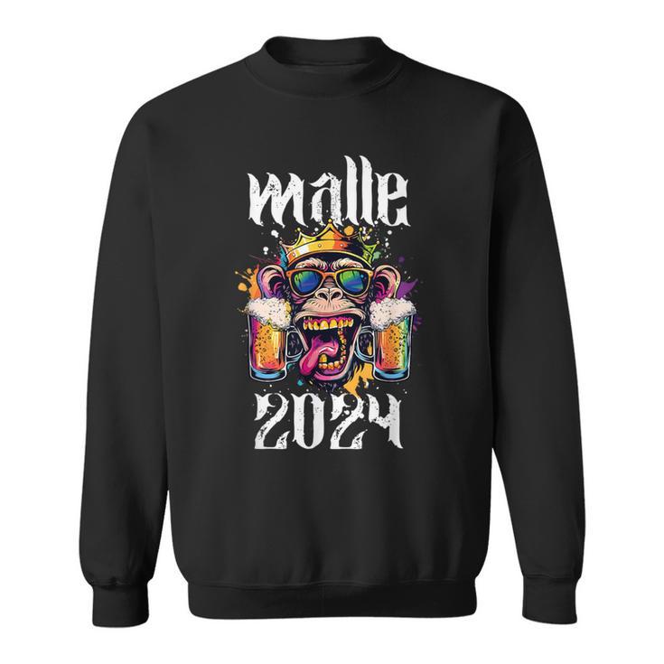 Malle 2024 Affe König Mallorca Crew Bier Urlaub Spruch Sweatshirt