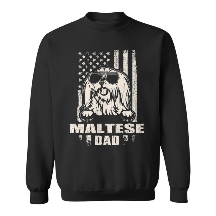 Maltese Dad Cool Vintage Retro Proud American Sweatshirt