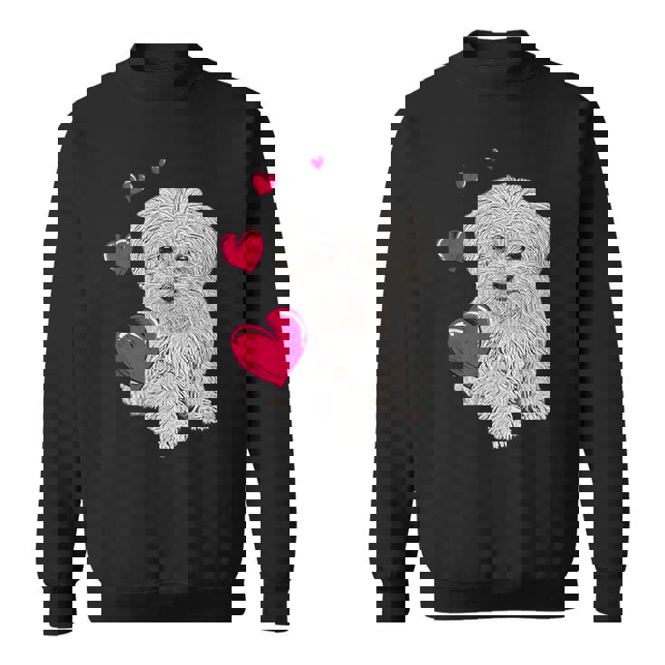 Maltese Dog And Heart Dog Sweatshirt