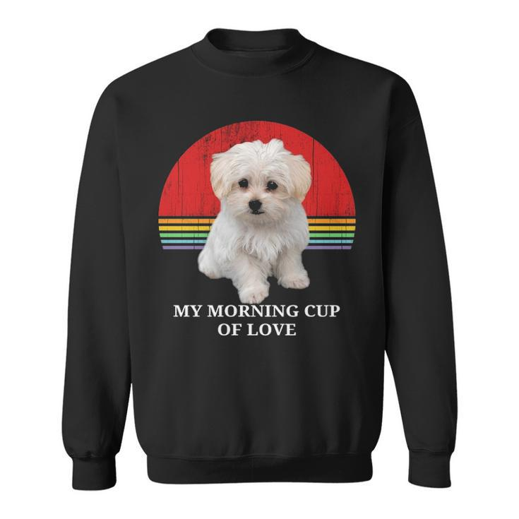 Maltese Puppies Lover Retro Sunset Pet Owner Love Gif Sweatshirt