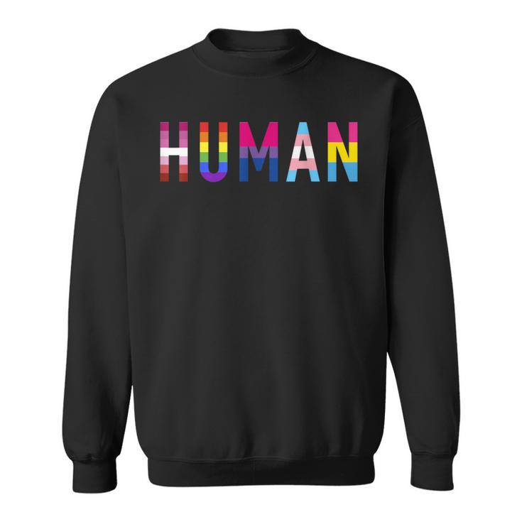 Man With Lesbian Gay Bi Transgender And Pan Flag Sweatshirt