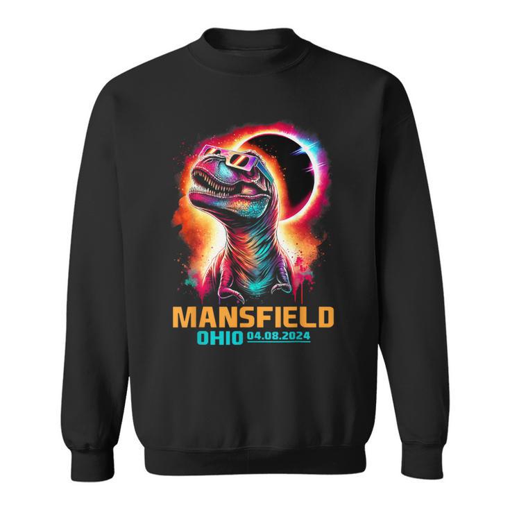 Mansfield Ohio Total Solar Eclipse 2024 T Rex Dinosaur Sweatshirt