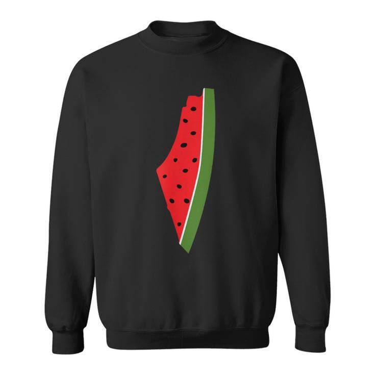 Map Of Palestine Watermelon Free Palestine Map Watermelon Sweatshirt
