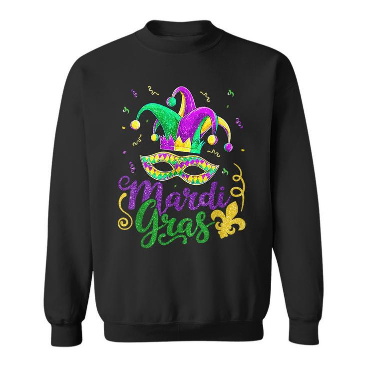 Mardi Gras 2024 S Girls Mask Beads New Orleans Party Sweatshirt