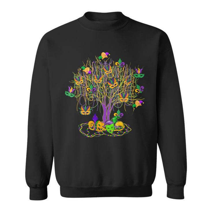 Mardi Gras Tree Beads New Orleans 2023 Watercolor Vintage Sweatshirt