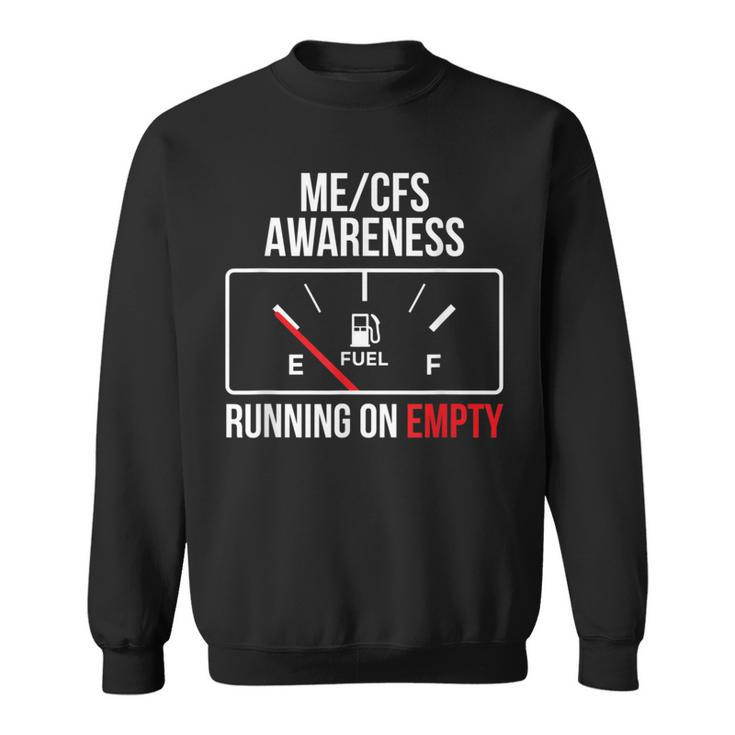 MeCfs Awareness Running On Empty White Letters Sweatshirt