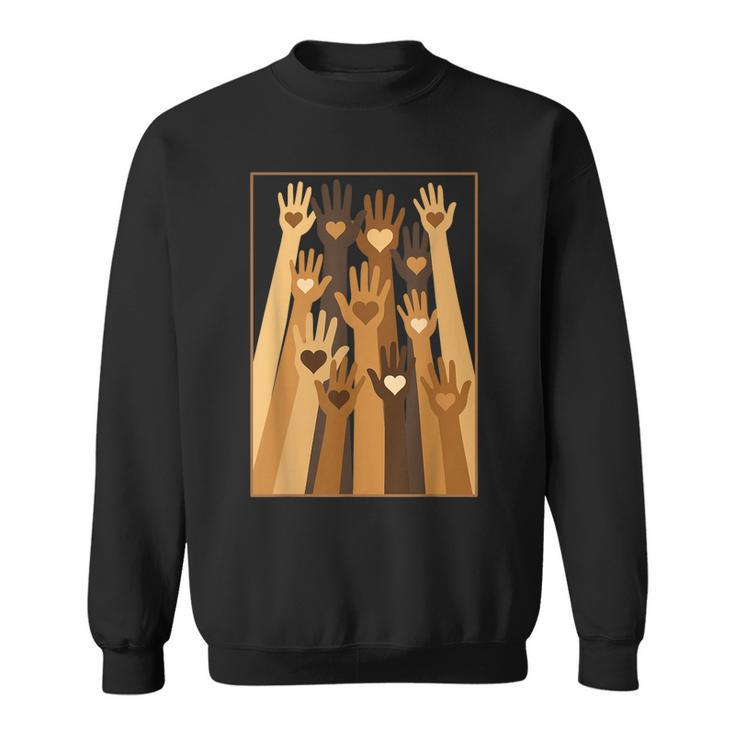 Melanin Hand Hearts Black History Month Blm African American Sweatshirt